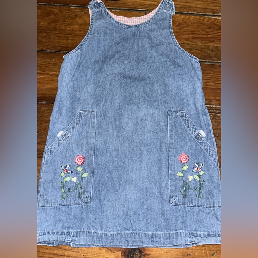 Vintage Cherokee Denim Dress with Floral Embroidery